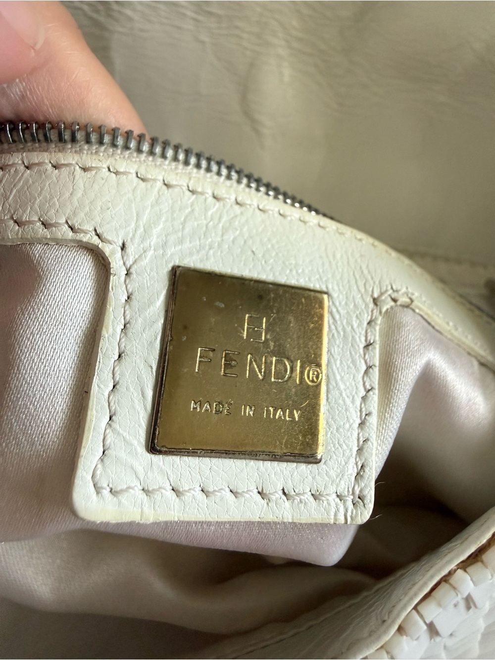 Vintage Fendi White Glitter Baguette Shoulder Bag - Picture 11 of 12